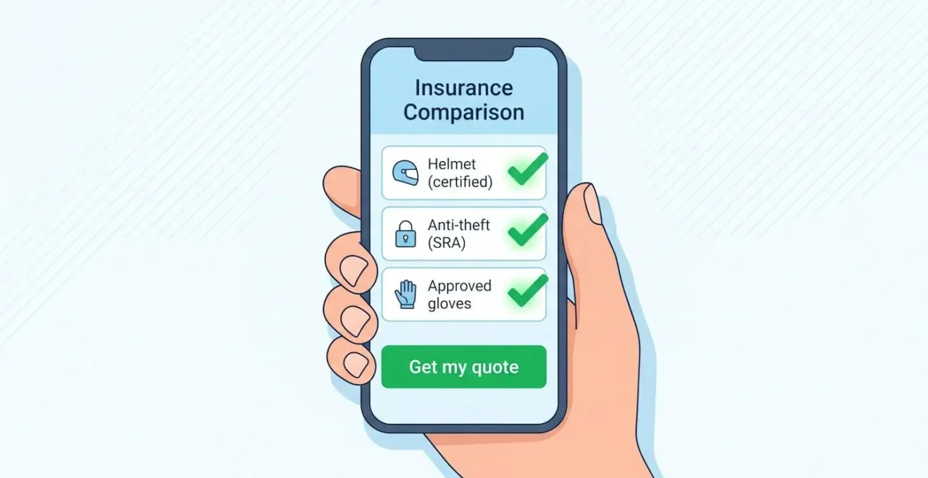 Interface de comparateur d'assurance avec les champs d'équipement cochés.